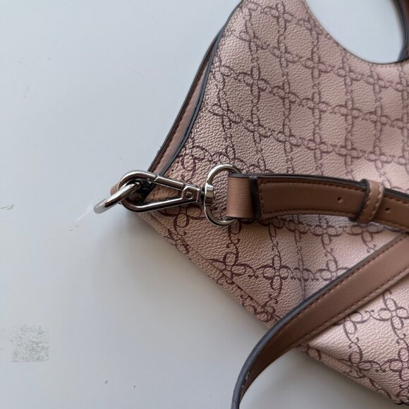 Nine West Monogram Print Beige & Brown Tote Bag Adjustable Shoulder Strap - Picture 5 of 16